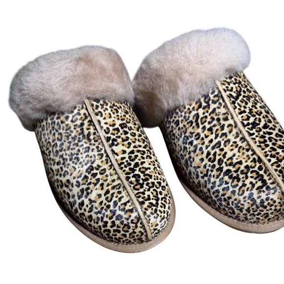 UGG Scuffette II Leopard Pony Hair Shearling Slippers New in Box Size 8 - Picture 7 of 16